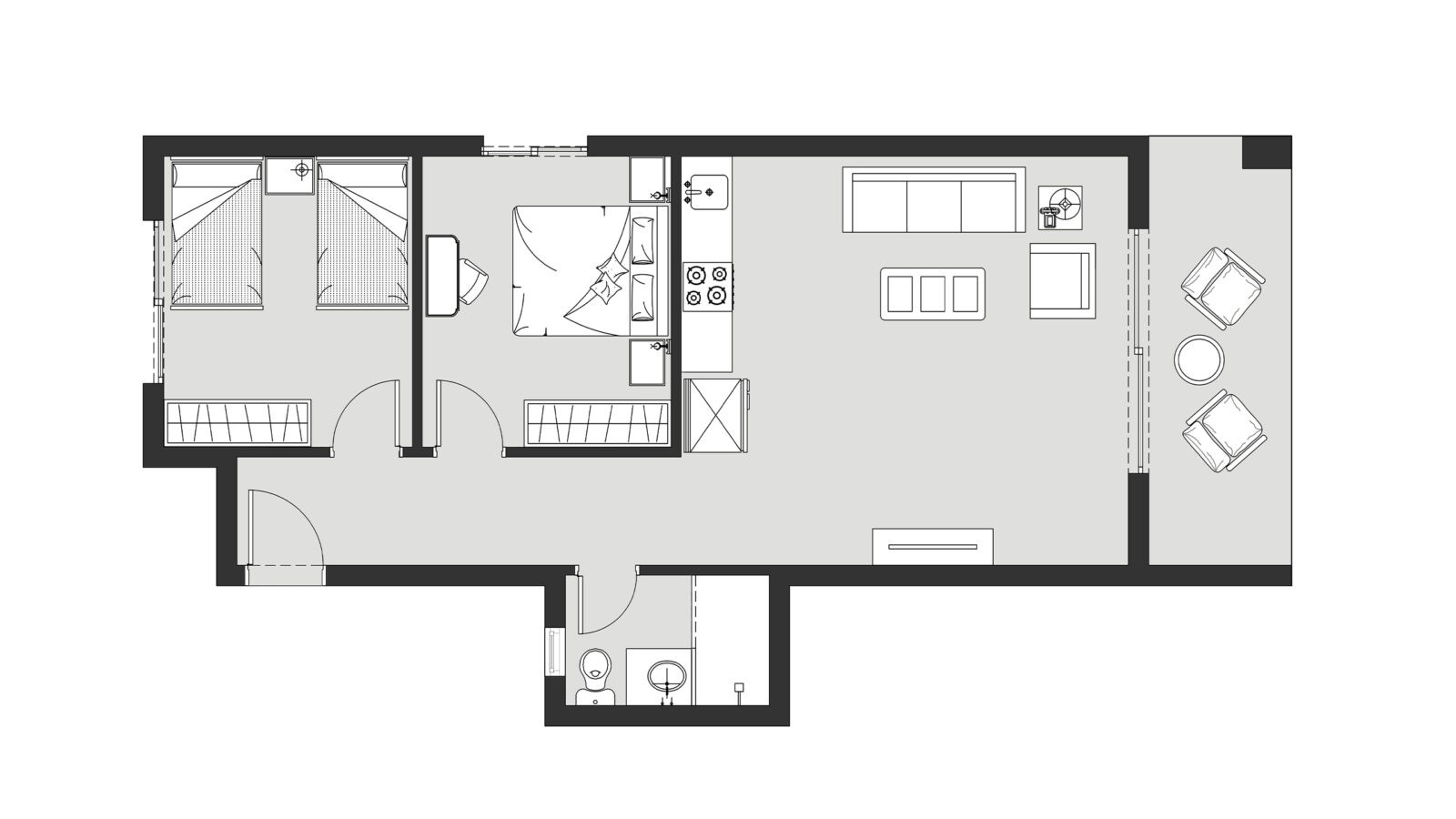 3.Two Bedrooms