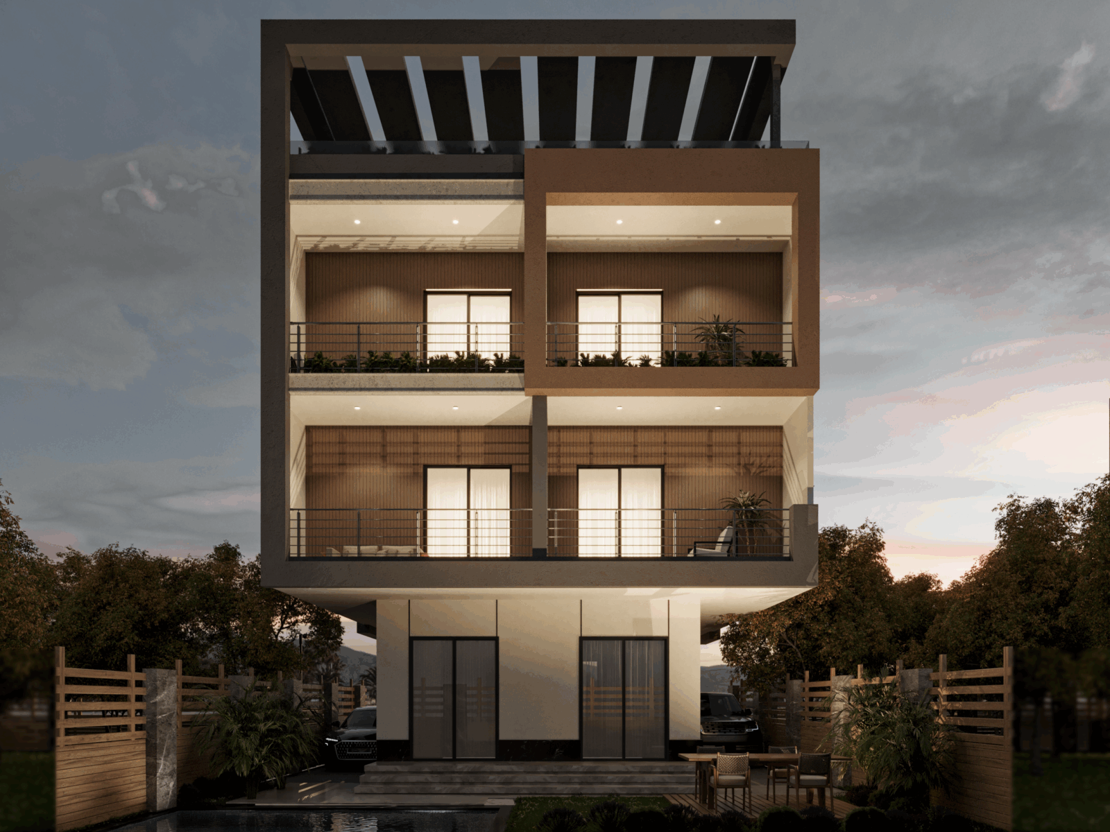Standalone back elevation night